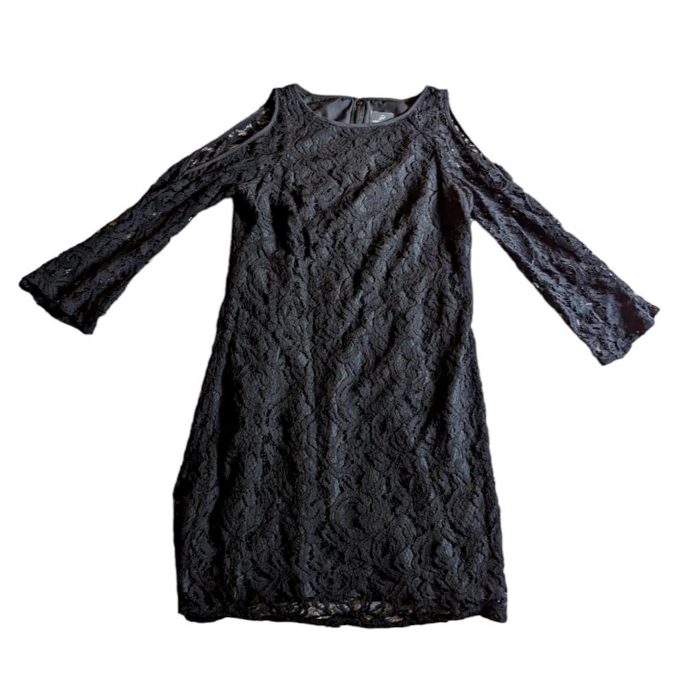 Adrianna Papell Womens Black Lace Cold Shoulder Dress 6P Cocktail Party NWT